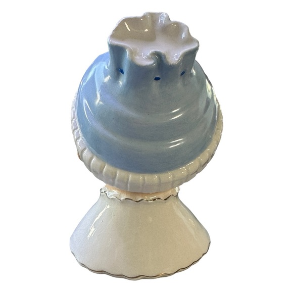 Vintage Ceramic Head Vase Smiling Baby Boy w/ Dimples and Blue Hat - Picture 4 of 8